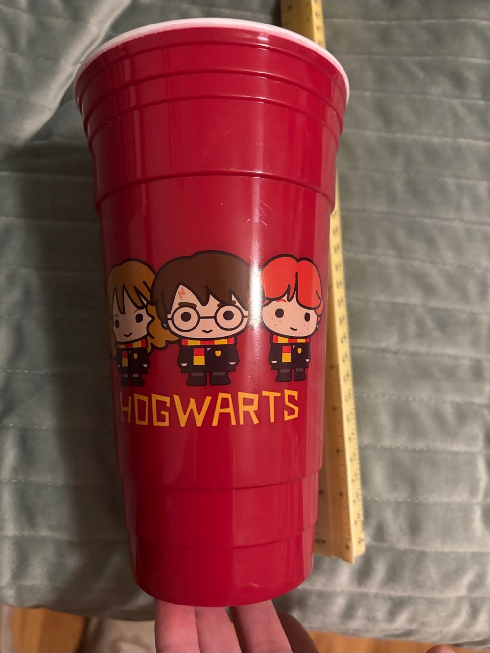 Harry Potter tall hard plastic tumbler 7 1/2 inches tall good used shape
